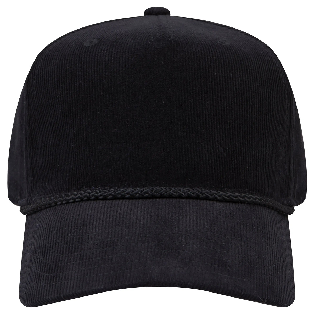 Otto 31-2 5 Panel Mid Profile Corduroy Baseball Cap - Black - 7 3/8’’ - 5/8’’
