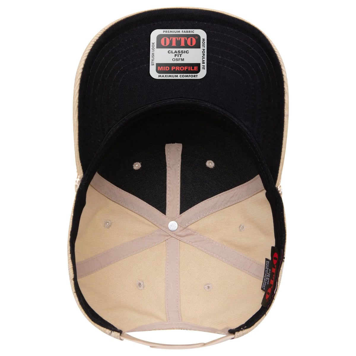 Otto 31-2 5 Panel Mid Profile Corduroy Baseball Cap - Khk - 7 3/8’’ - 5/8’’