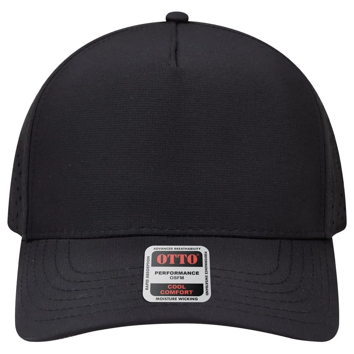 Otto 31-4 5 Panel Mid Profile Baseball Cap - Black - 7 3/8’’ - 5/8’’