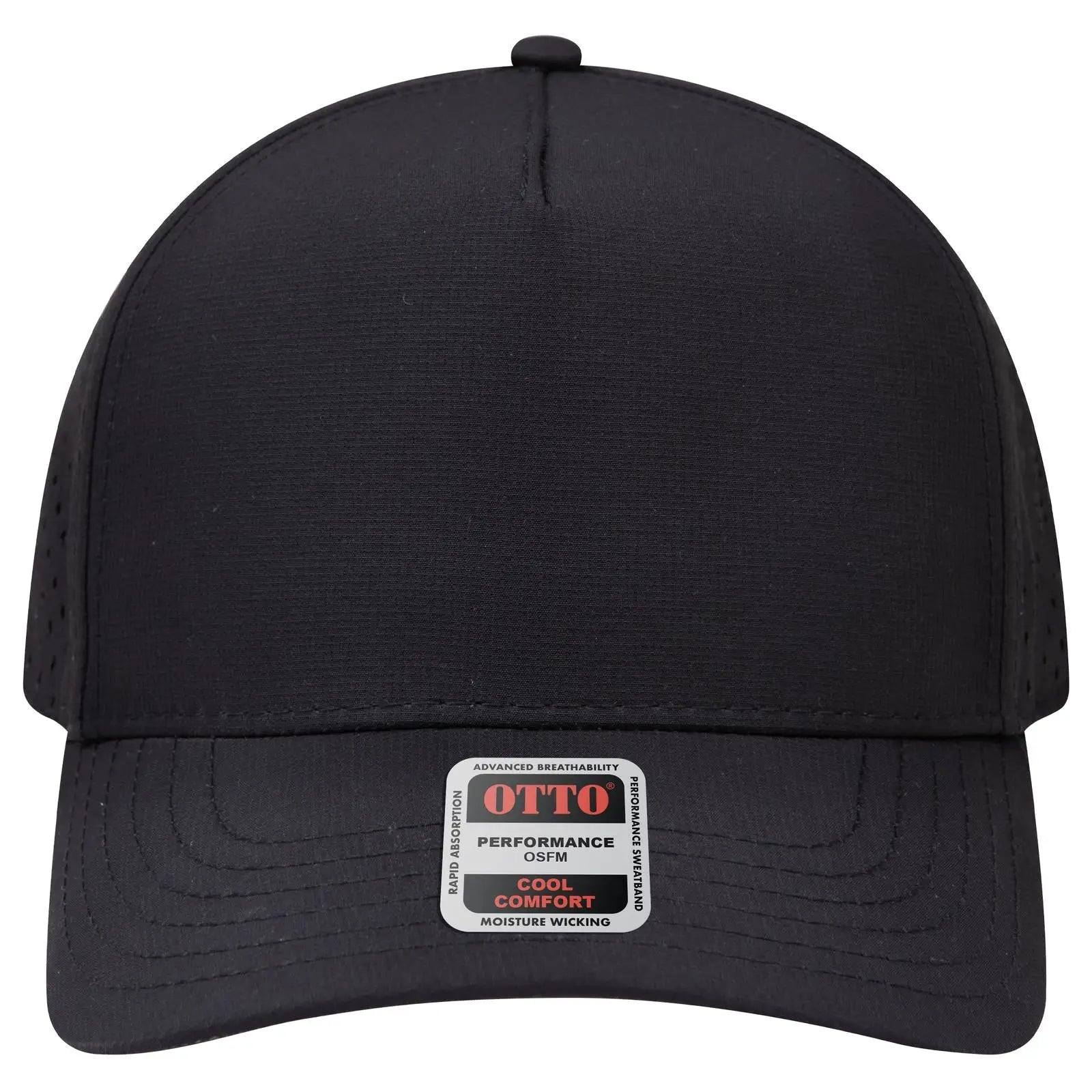 Otto 31-4 5 Panel Mid Profile Baseball Cap - Black - 7 3/8’’ - 5/8’’