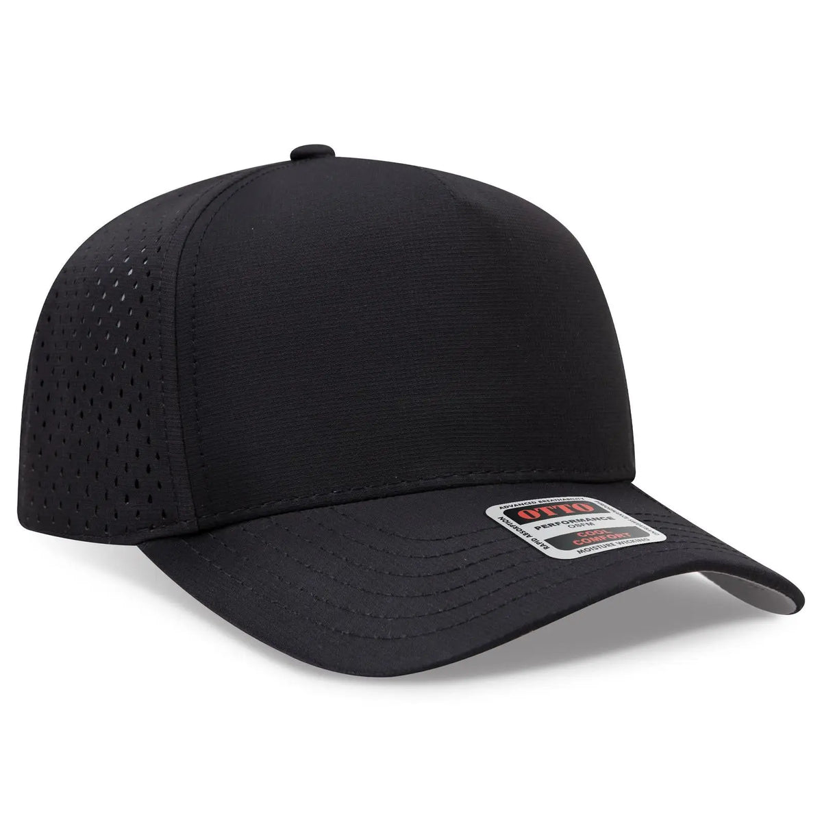 Otto 31-4 5 Panel Mid Profile Baseball Cap - Black - 7 3/8’’ - 5/8’’