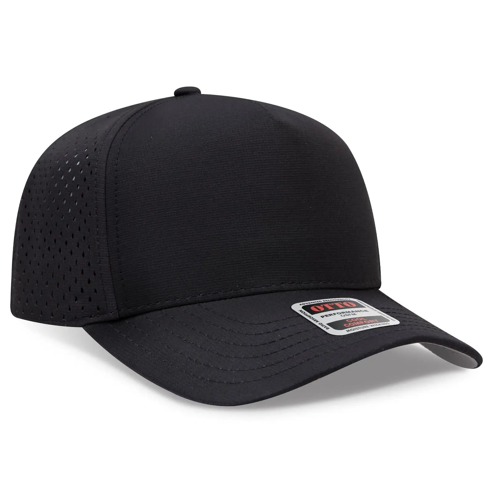 Otto 31-4 5 Panel Mid Profile Baseball Cap - Black - 7 3/8’’ - 5/8’’