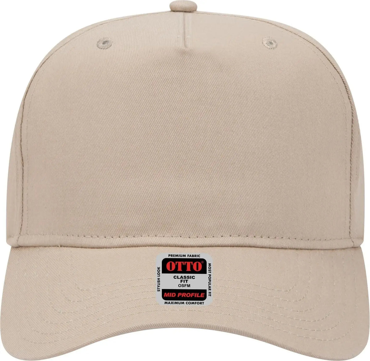 Otto 31-538 5 Panel Mid Profile Baseball Cap - Khaki - 6 1/2’’ - 7 5/8’’