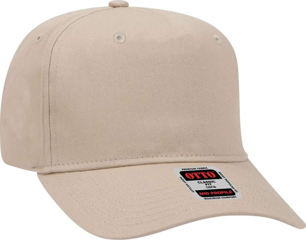 Otto 31-538 5 Panel Mid Profile Baseball Cap - Khaki - 6 1/2’’ - 7 5/8’’