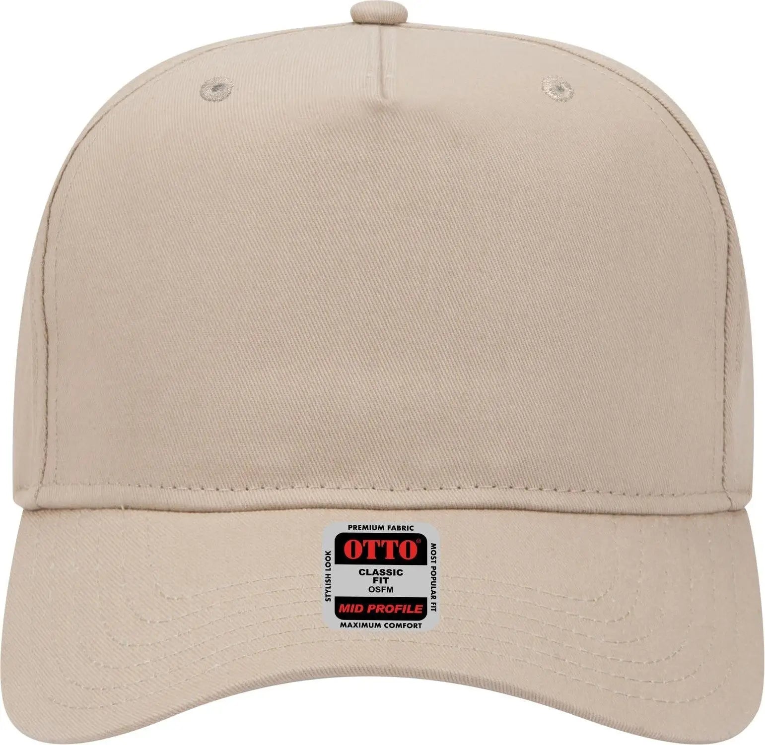 Otto 31-538 5 Panel Mid Profile Baseball Cap - Khaki