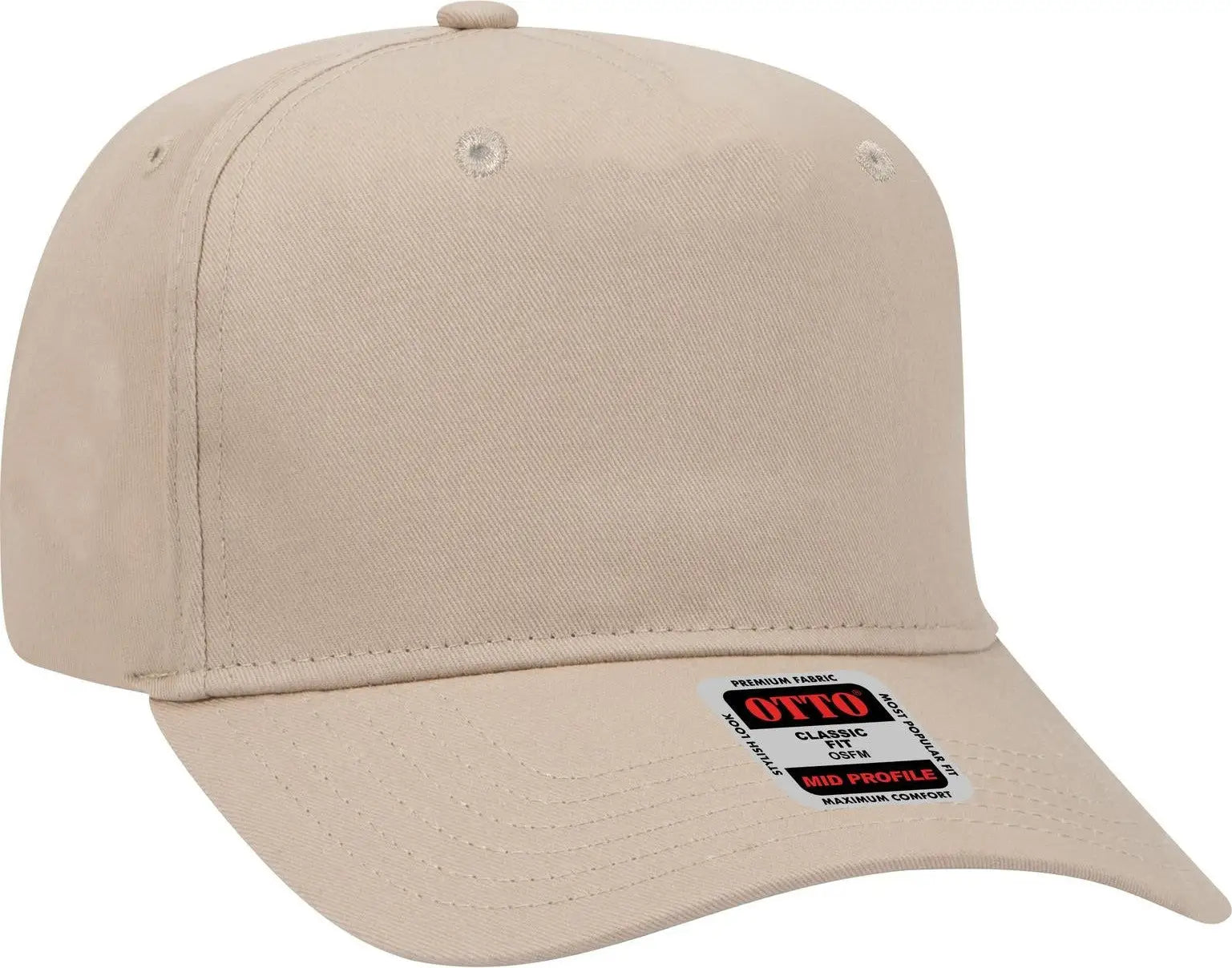 Otto 31-538 5 Panel Mid Profile Baseball Cap - Khaki
