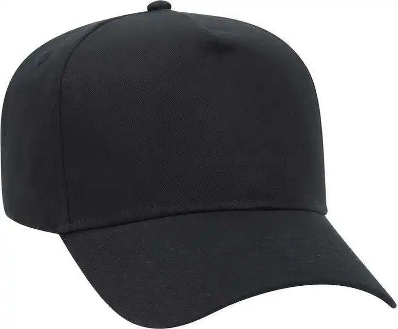 Otto 31-538 Cotton Twill 5 Panel Pro Style Cap with Fabric Adjustable Hook - Black - one Size Fits Most