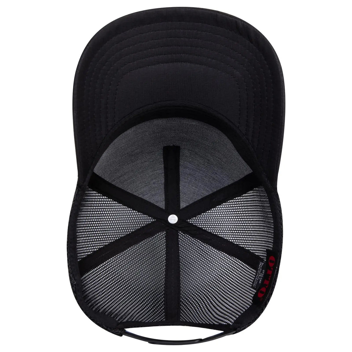 Otto 32-1 5 Panel Mid Profile Mesh Back Trucker Cap - Black - 7 3/8’’ - 5/8’’
