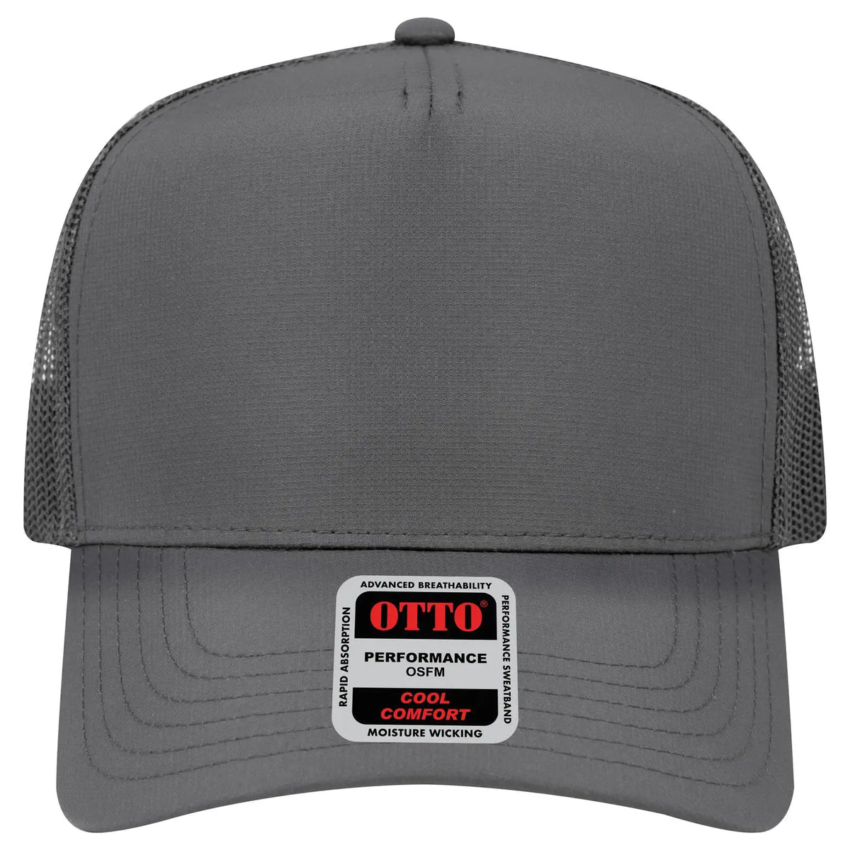Otto 32-1 5 Panel Mid Profile Mesh Back Trucker Cap - Char. Gray - 7 3/8’’ - 5/8’’