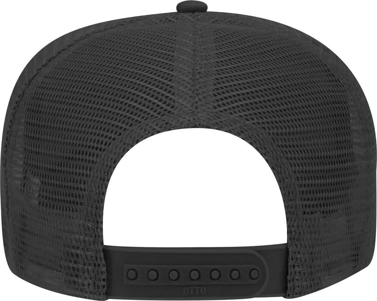 Otto 32-1104 5 Panel Mid Profile Mesh Back Trucker Cap - Black - 6 1/2’’ - 7 5/8’’