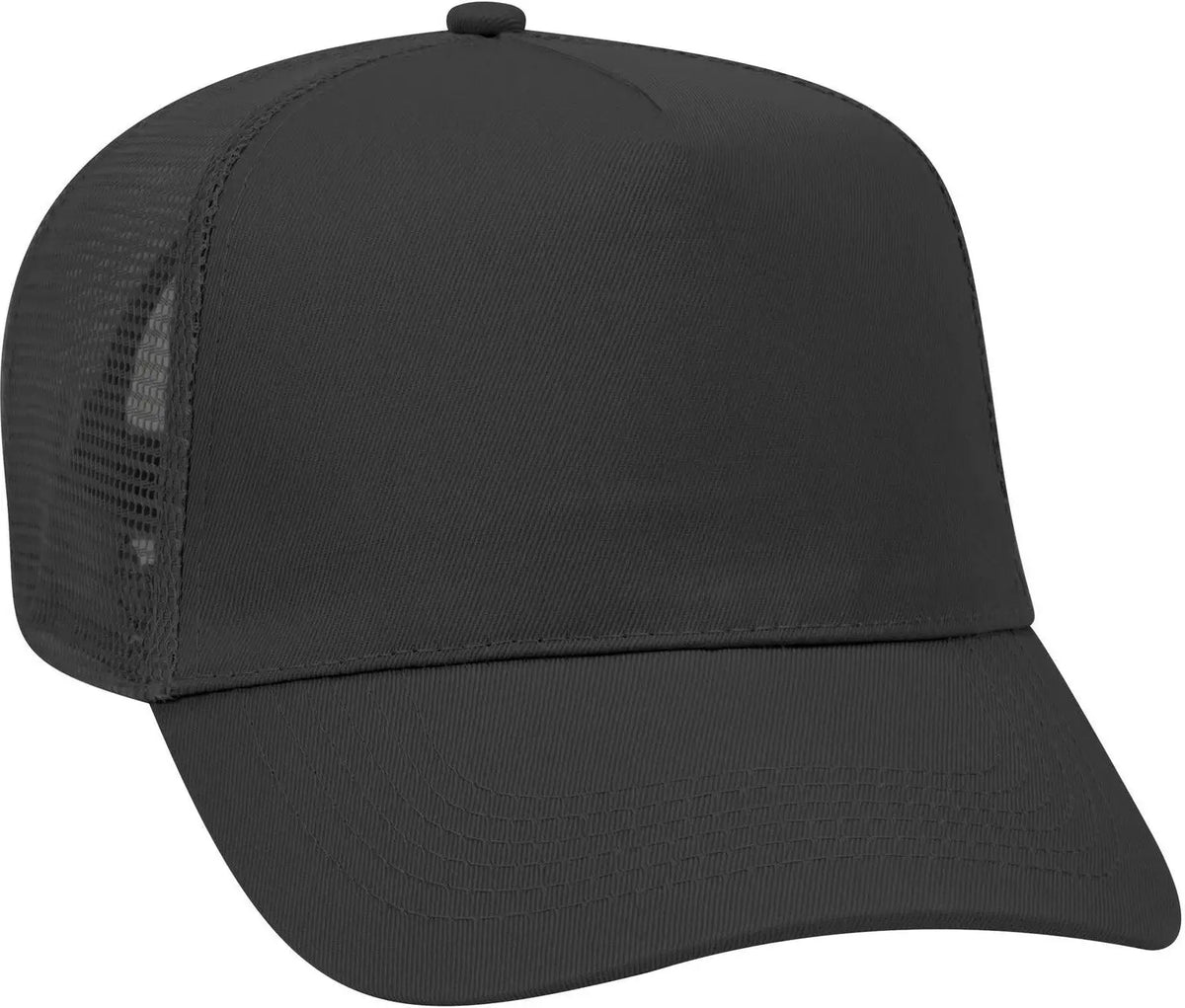 Otto 32-1104 5 Panel Mid Profile Mesh Back Trucker Cap - Black - 6 1/2’’ - 7 5/8’’