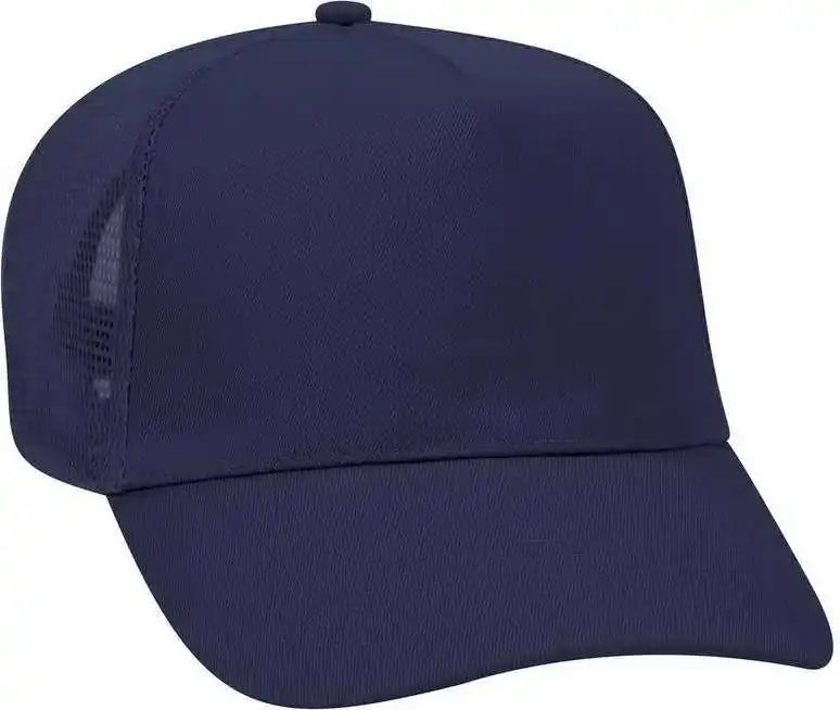 Otto 32-1104 Promo Cotton Blend Twill 5 Panel Pro Style Mesh Back Trucker Hat - Navy - one Size Fits Most