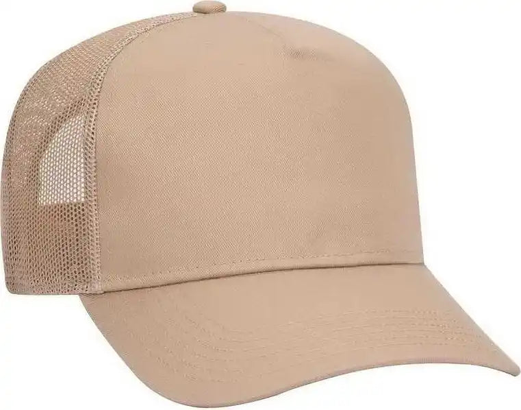 Otto 32-285 100% Nylon Mesh Back Cotton Twill 5 Panel Pro Style Cap - Khaki - one Size Fits Most
