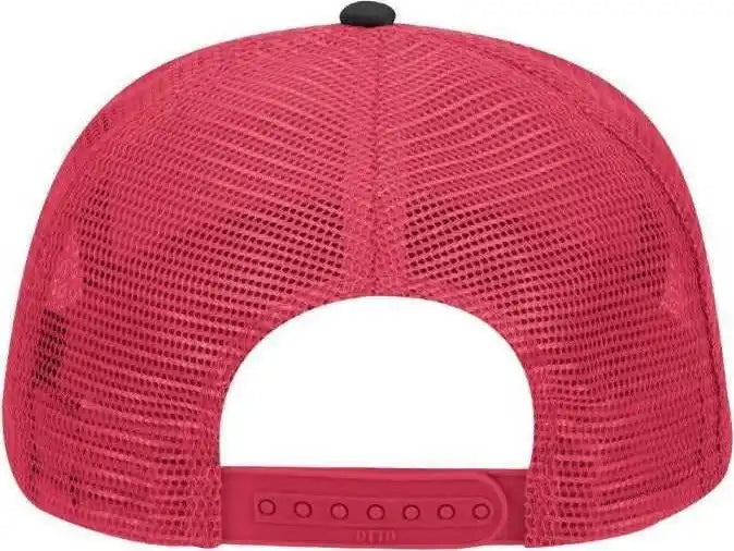 Otto 32-285 100% Nylon Mesh Back Cotton Twill 5 Panel Pro Style Cap - Black Red - one Size Fits Most