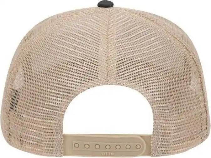 Otto 32-285 100% Nylon Mesh Back Cotton Twill 5 Panel Pro Style Cap - Black Khaki - one Size Fits Most