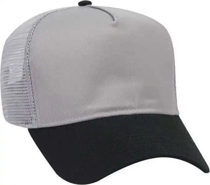 Otto 32-285 100% Nylon Mesh Back Cotton Twill 5 Panel Pro Style Cap - Black Gray - one Size Fits Most