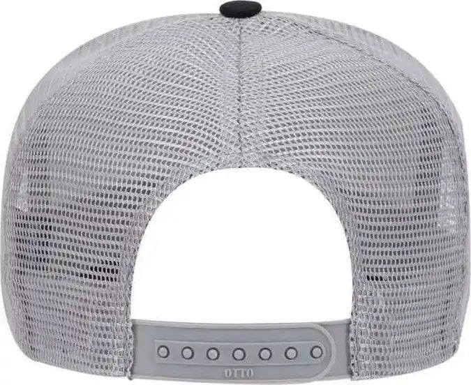 Otto 32-285 100% Nylon Mesh Back Cotton Twill 5 Panel Pro Style Cap - Black Gray - one Size Fits Most