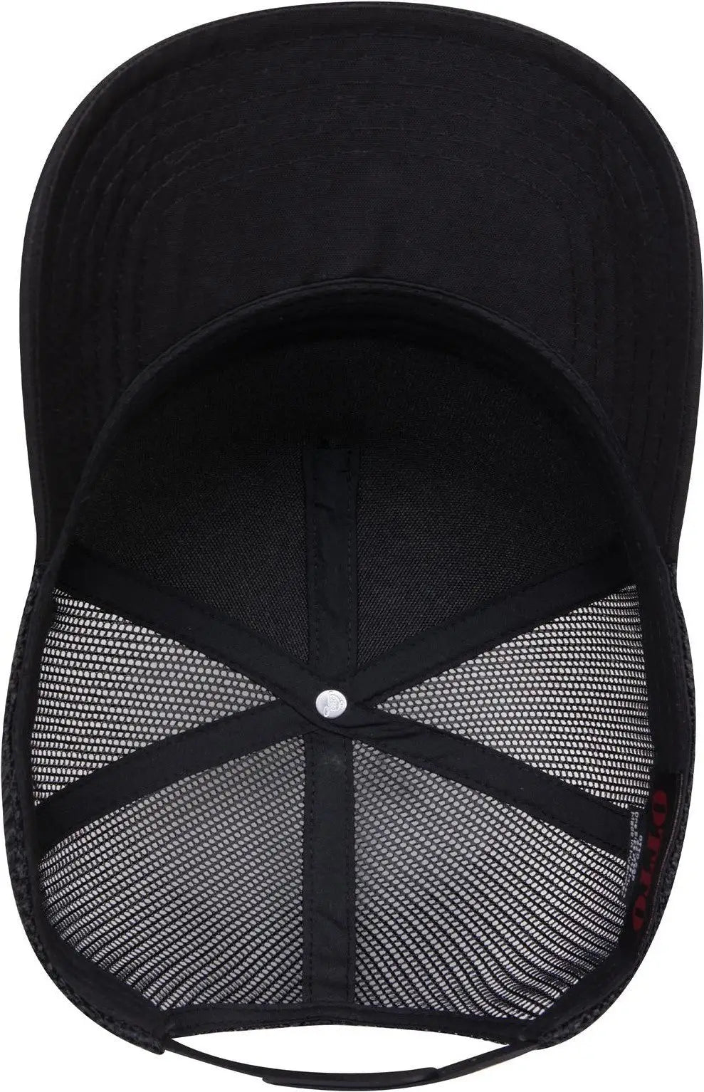 Otto 32-285 5 Panel Mid Profile Mesh Back Trucker Cap - Black - 6 1/2’’ - 7 5/8’’