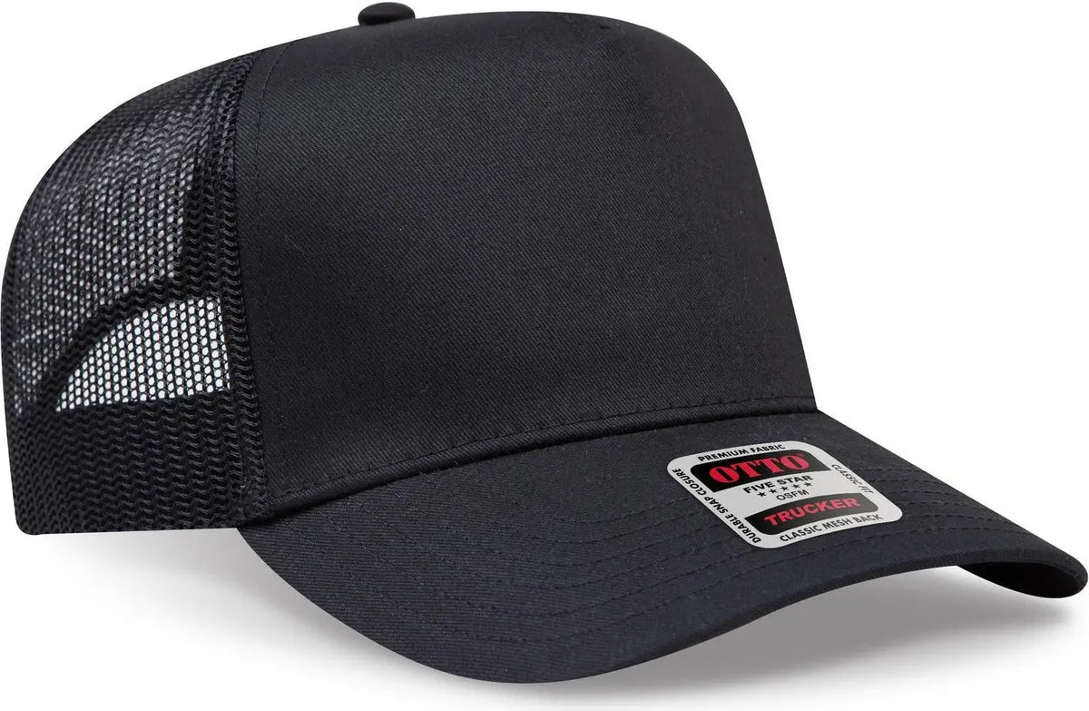 Otto 32-285 5 Panel Mid Profile Mesh Back Trucker Cap - Black