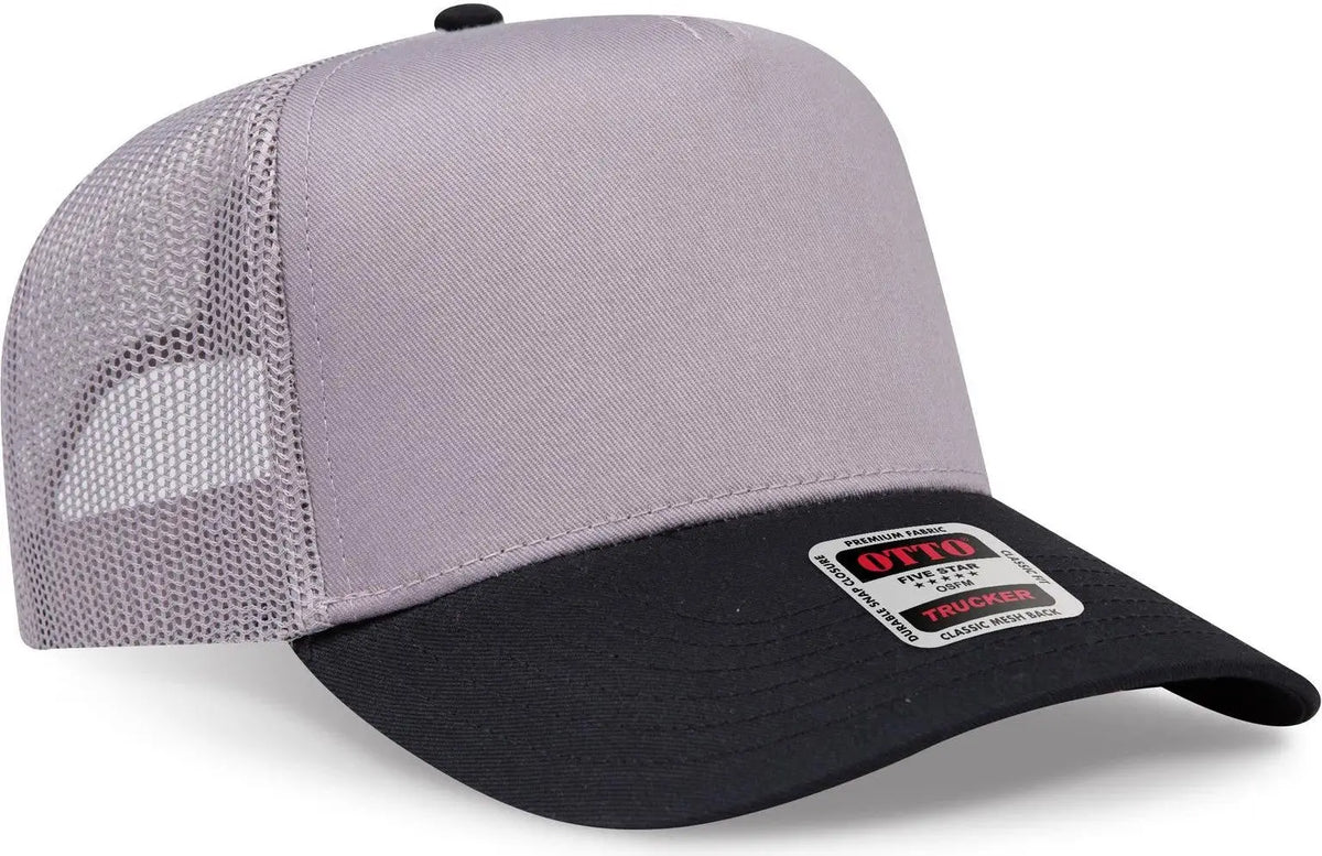 Otto 32-285 5 Panel Mid Profile Mesh Back Trucker Cap - Blk/gry - 6 1/2’’ - 7 5/8’’