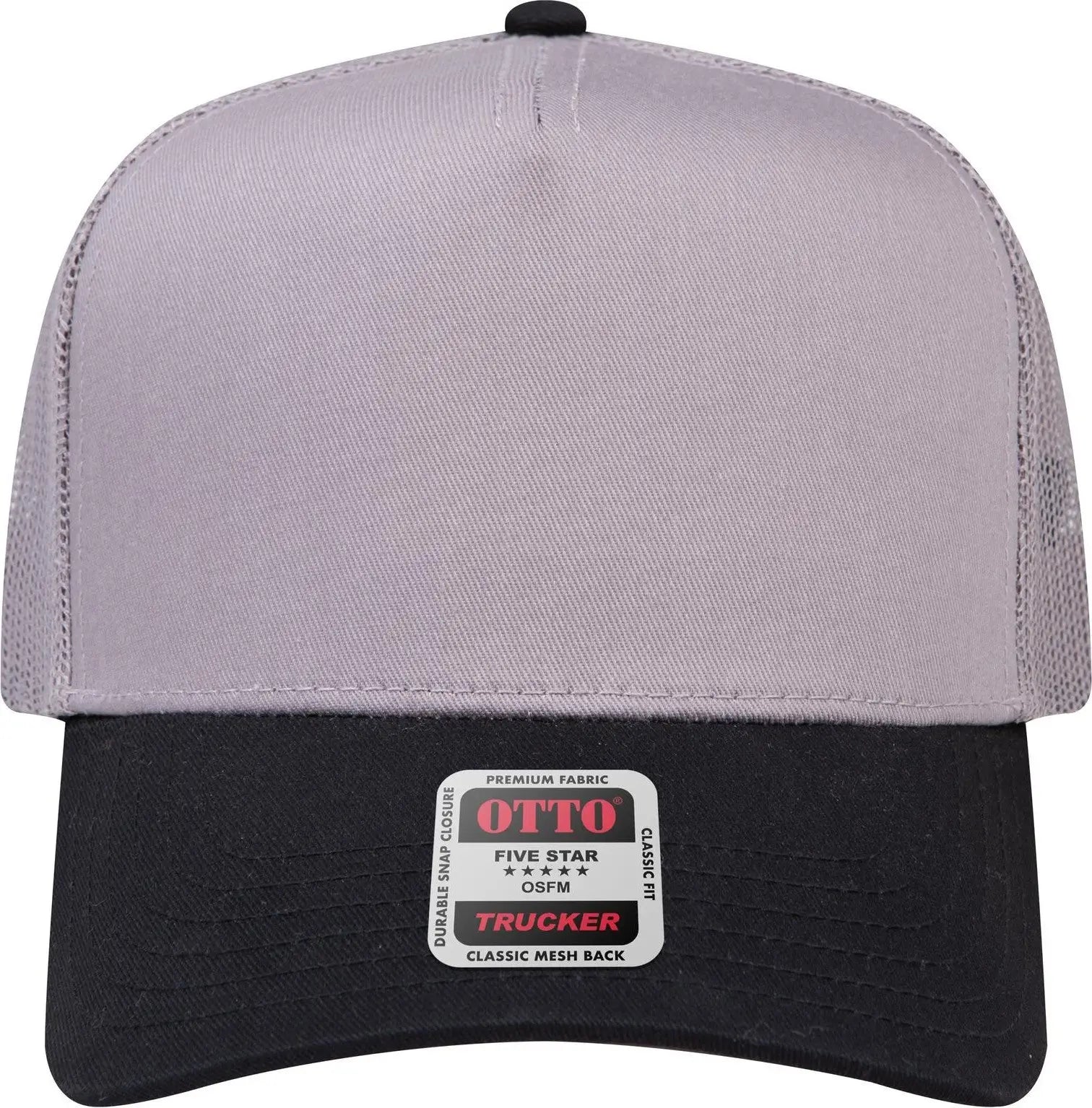 Otto 32-285 5 Panel Mid Profile Mesh Back Trucker Cap - Blk/gry - 6 1/2’’ - 7 5/8’’