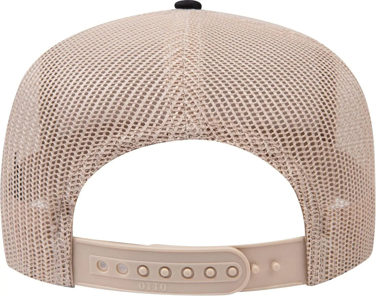Otto 32-285 5 Panel Mid Profile Mesh Back Trucker Cap - Blk/kha - 6 1/2’’ - 7 5/8’’