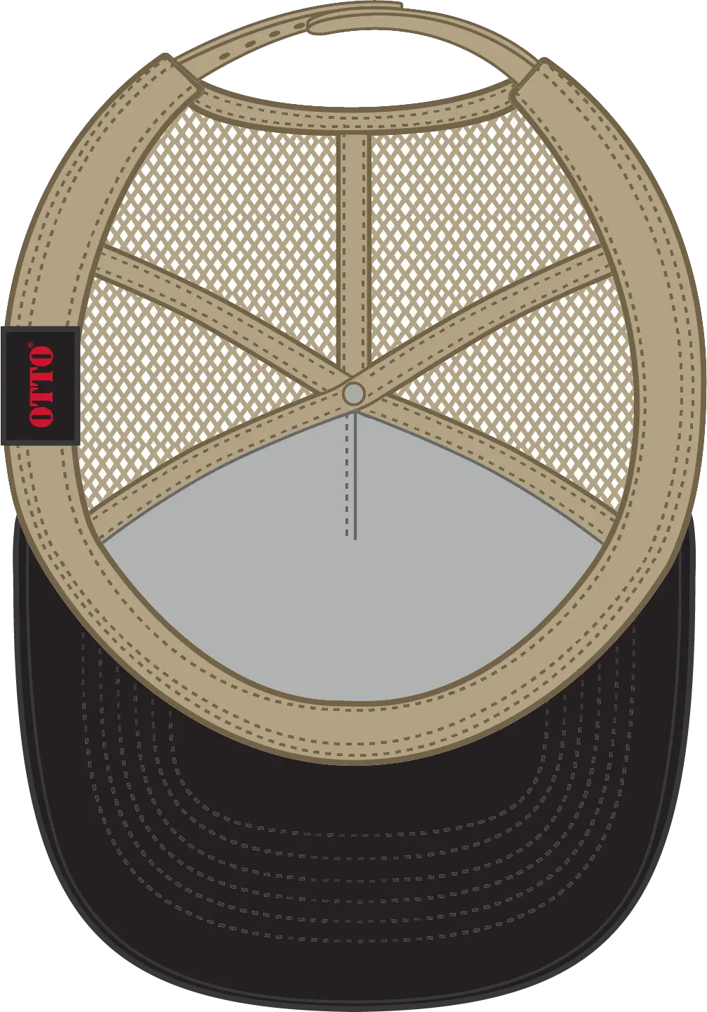 Otto 32-285 5 Panel Mid Profile Mesh Back Trucker Cap - Blk/kha - 6 1/2’’ - 7 5/8’’