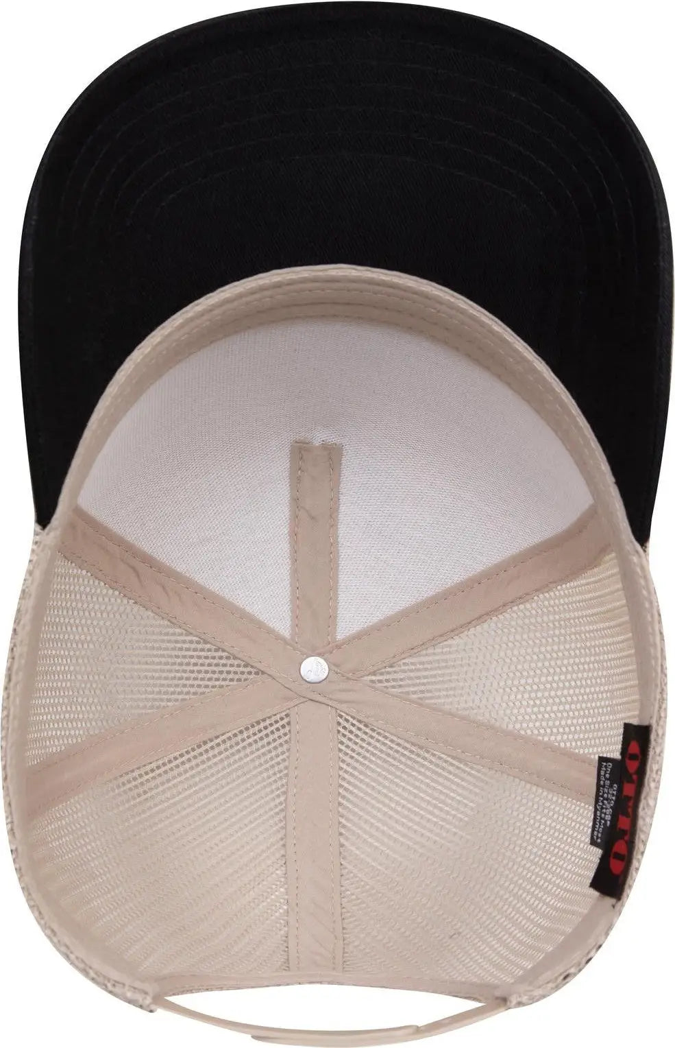 Otto 32-285 5 Panel Mid Profile Mesh Back Trucker Cap - Blk/kha - 6 1/2’’ - 7 5/8’’