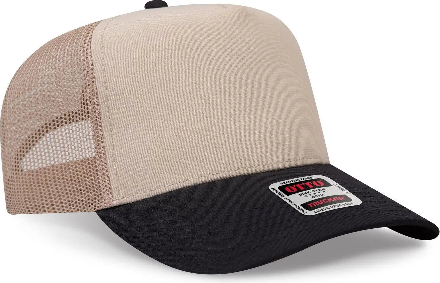 Otto 32-285 5 Panel Mid Profile Mesh Back Trucker Cap - Blk/khk - 6 1/2’’ - 7 5/8’’