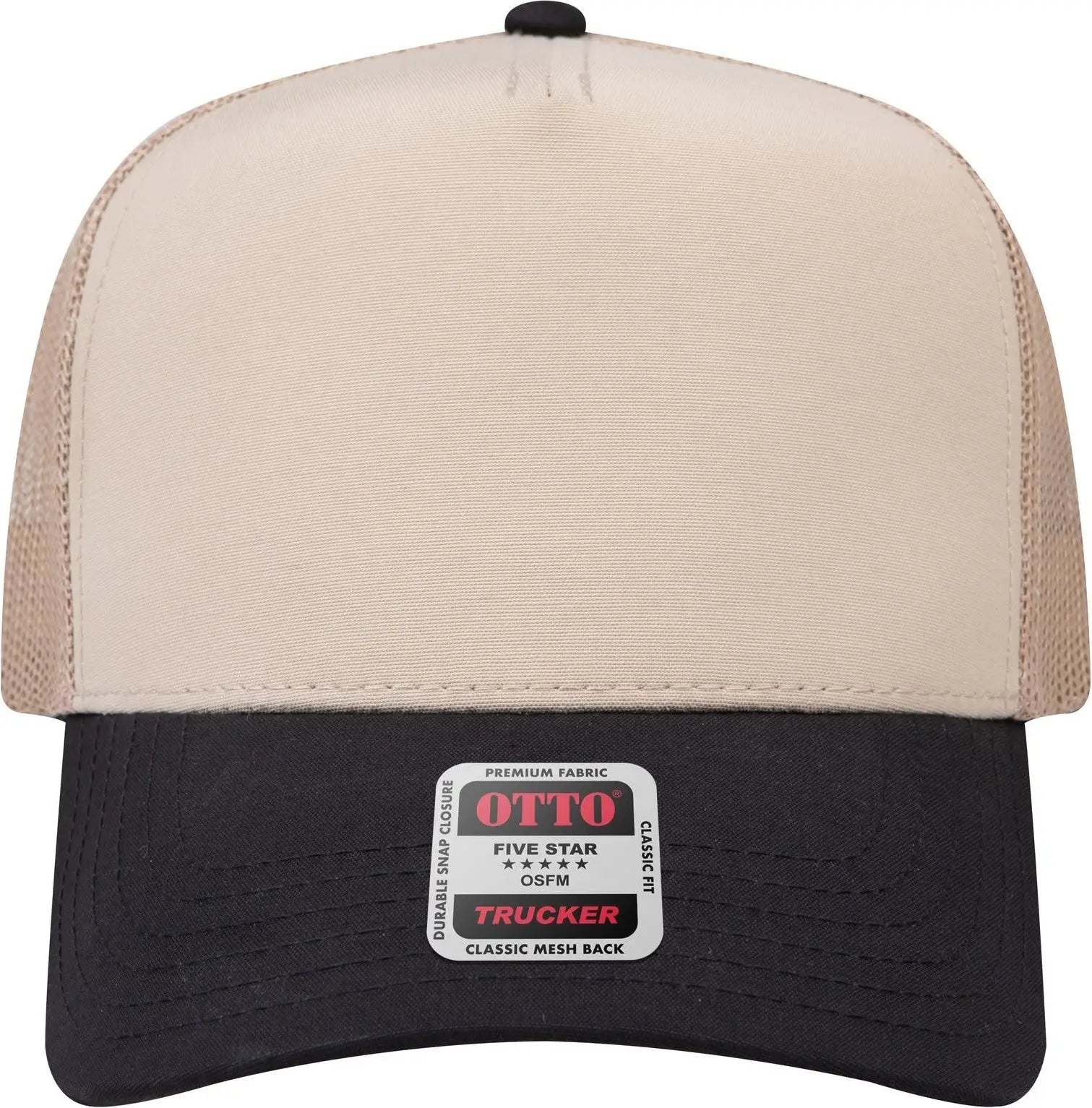 Otto 32-285 5 Panel Mid Profile Mesh Back Trucker Cap - Blk/khk - 6 1/2’’ - 7 5/8’’