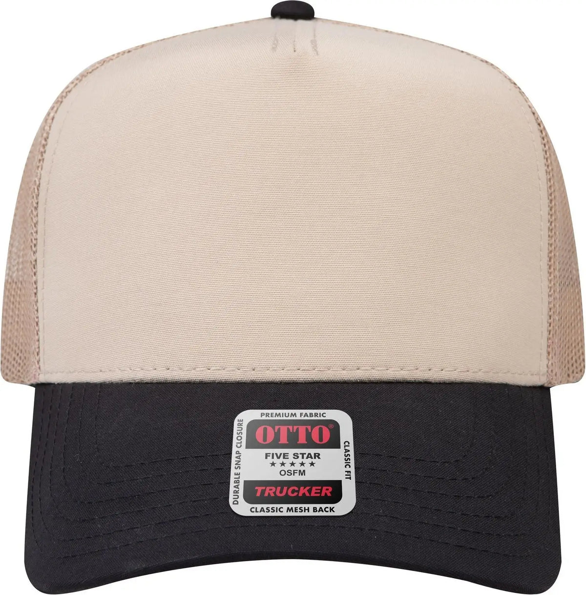 Otto 32-285 5 Panel Mid Profile Mesh Back Trucker Cap - Blk/khk