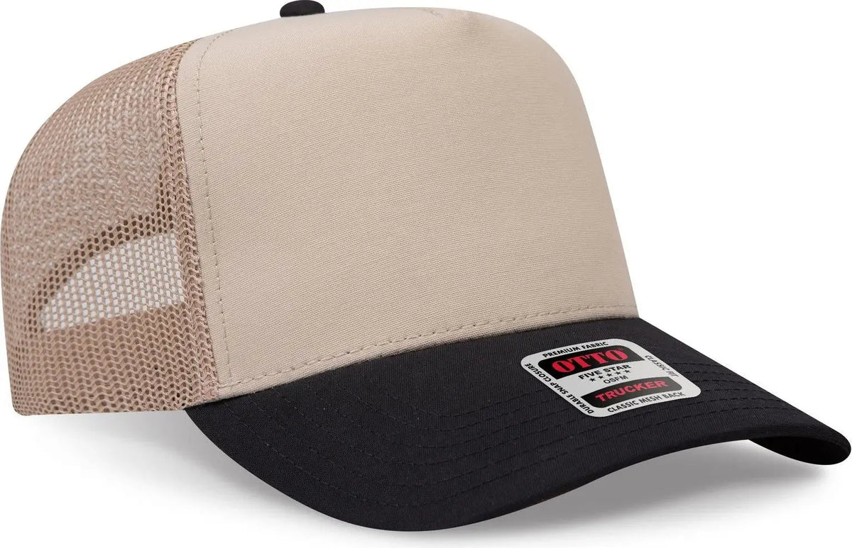 Otto 32-285 5 Panel Mid Profile Mesh Back Trucker Cap - Blk/khk