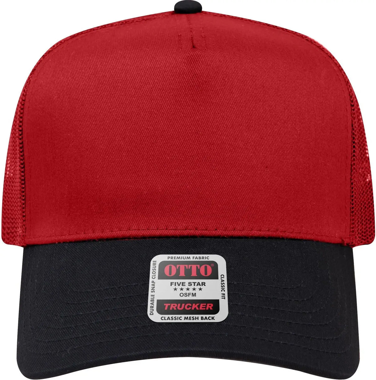 Otto 32-285 5 Panel Mid Profile Mesh Back Trucker Cap - Blk/red - 6 1/2’’ - 7 5/8’’