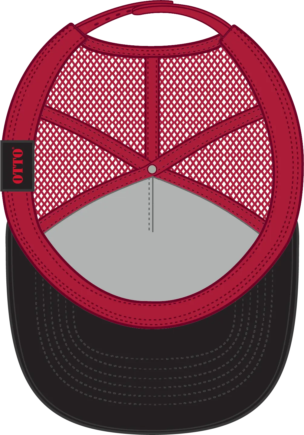 Otto 32-285 5 Panel Mid Profile Mesh Back Trucker Cap - Blk/red - 6 1/2’’ - 7 5/8’’