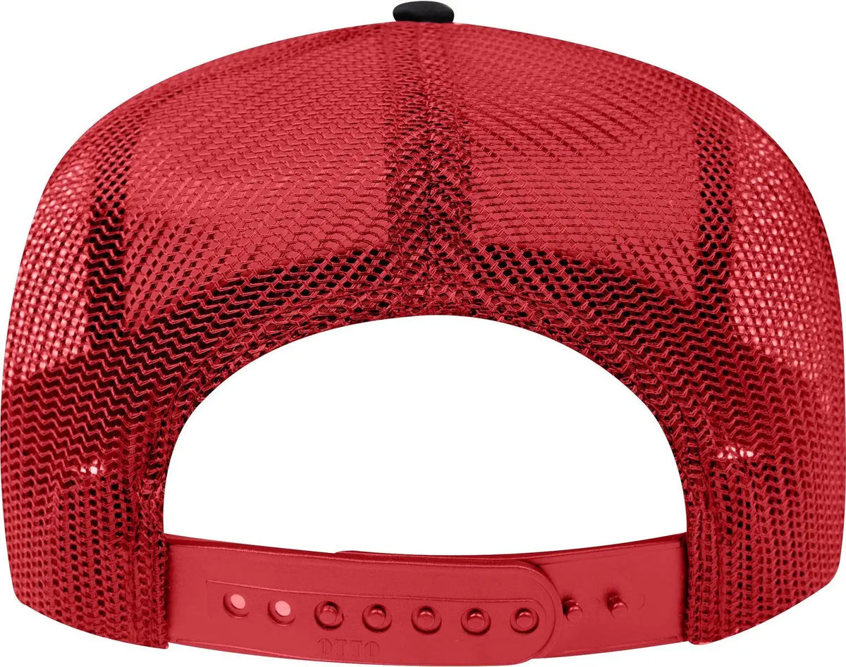 Otto 32-285 5 Panel Mid Profile Mesh Back Trucker Cap - Blk/red - 6 1/2’’ - 7 5/8’’