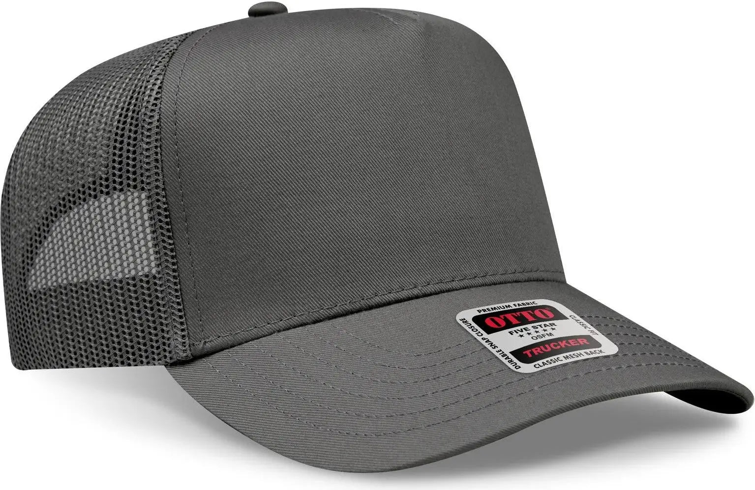 Otto 32-285 5 Panel Mid Profile Mesh Back Trucker Cap - Char. Gray - 6 1/2’’ - 7 5/8’’