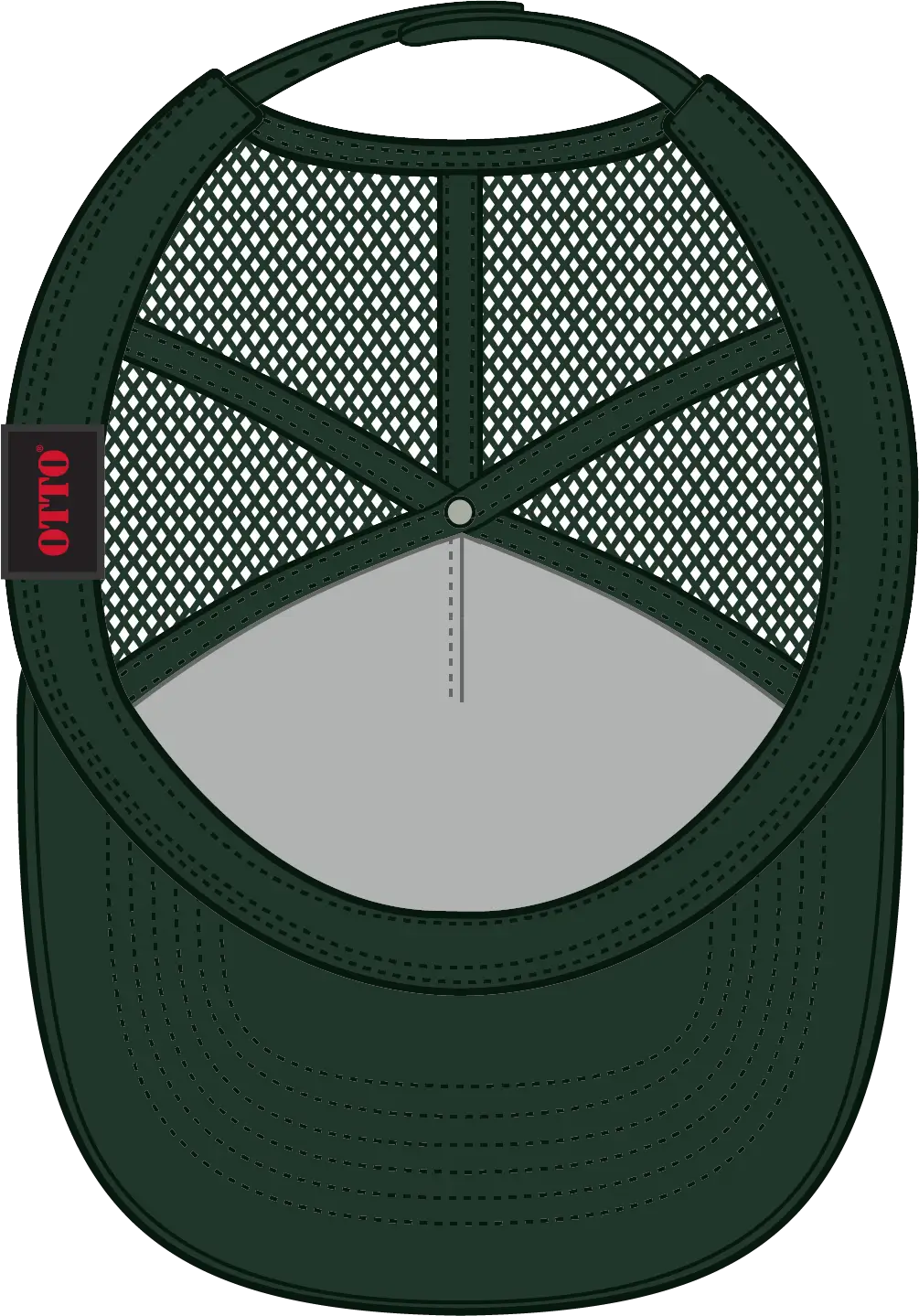 Otto 32-285 5 Panel Mid Profile Mesh Back Trucker Cap - Dk. Green - 6 1/2’’ - 7 5/8’’