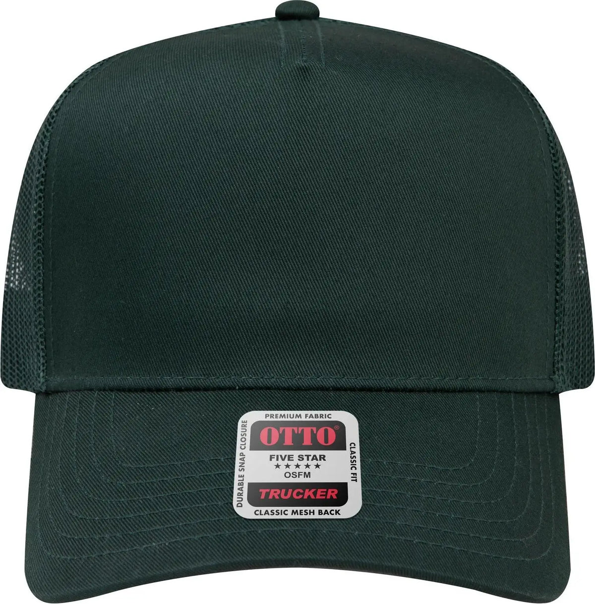 Otto 32-285 5 Panel Mid Profile Mesh Back Trucker Cap - Dk. Green - 6 1/2’’ - 7 5/8’’