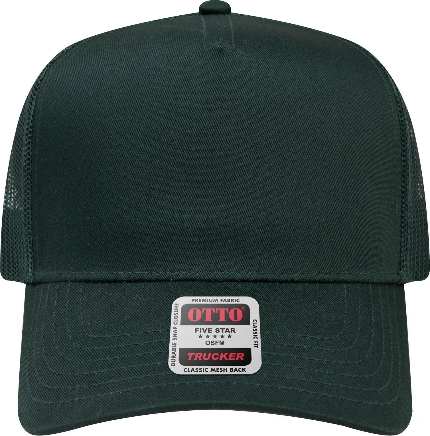 Otto 32-285 5 Panel Mid Profile Mesh Back Trucker Cap - Dk. Green - 6 1/2’’ - 7 5/8’’