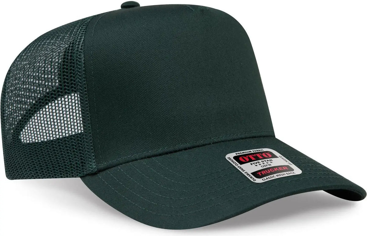 Otto 32-285 5 Panel Mid Profile Mesh Back Trucker Cap - Dk. Green - 6 1/2’’ - 7 5/8’’