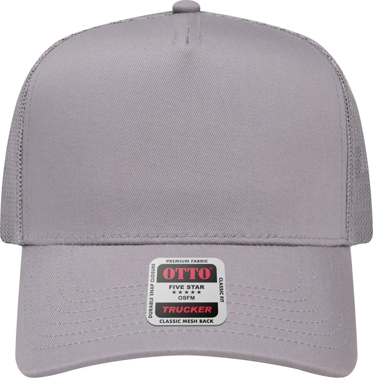 Otto 32-285 5 Panel Mid Profile Mesh Back Trucker Cap - Gray - 6 1/2’’ - 7 5/8’’