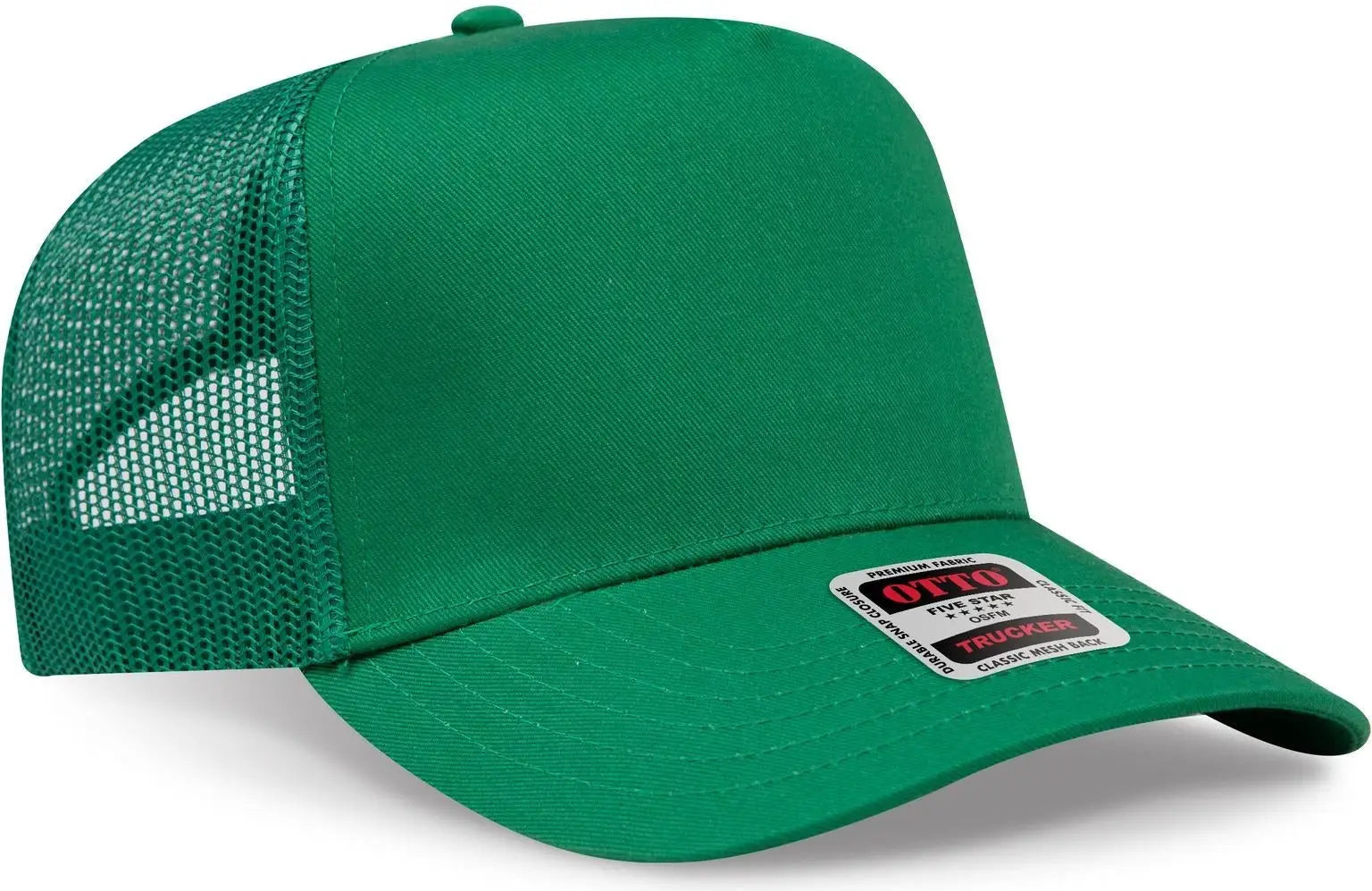 Otto 32-285 5 Panel Mid Profile Mesh Back Trucker Cap - Kelly - 6 1/2’’ - 7 5/8’’