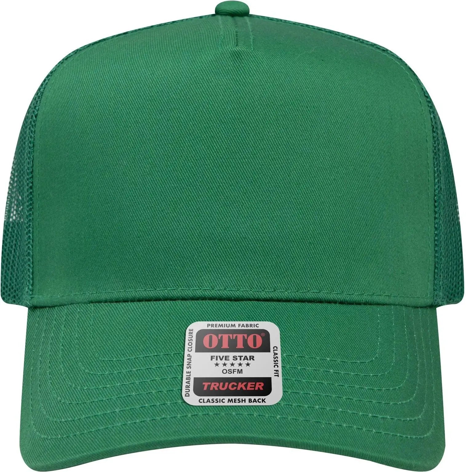 Otto 32-285 5 Panel Mid Profile Mesh Back Trucker Cap - Kelly - 6 1/2’’ - 7 5/8’’