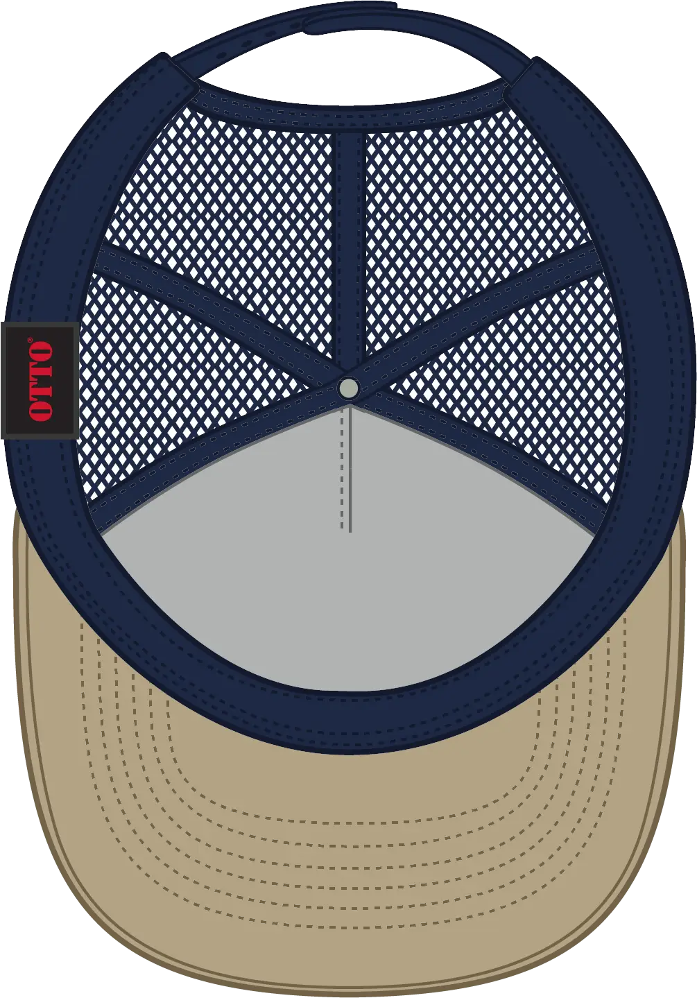 Otto 32-285 5 Panel Mid Profile Mesh Back Trucker Cap - Kha/nvy