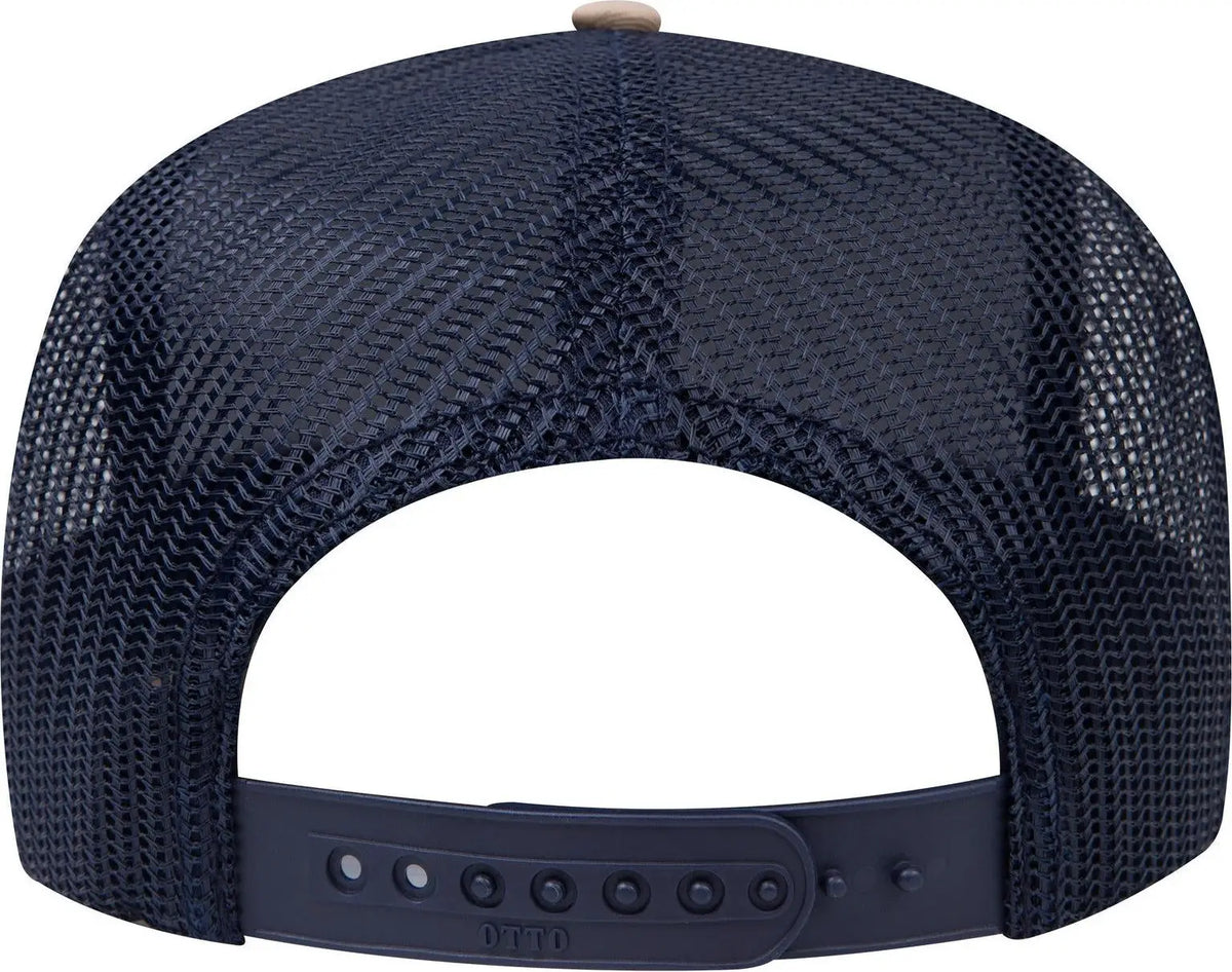 Otto 32-285 5 Panel Mid Profile Mesh Back Trucker Cap - Kha/nvy