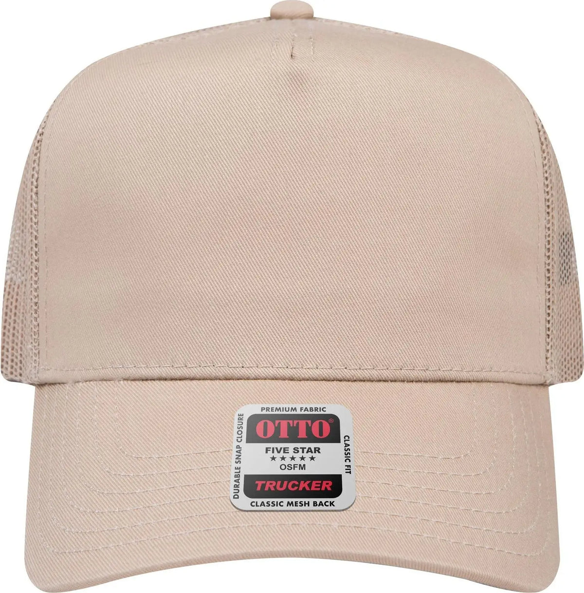 Otto 32-285 5 Panel Mid Profile Mesh Back Trucker Cap - Khaki