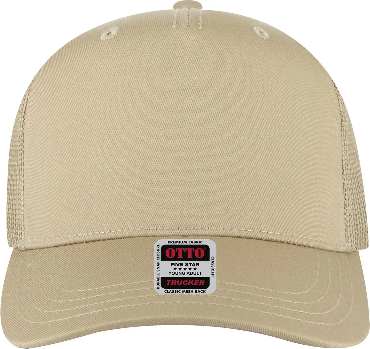 Otto 32-285 5 Panel Mid Profile Mesh Back Trucker Cap - Khaki
