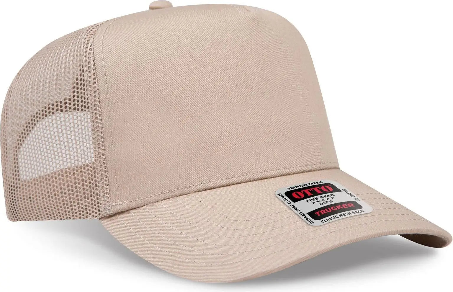 Otto 32-285 5 Panel Mid Profile Mesh Back Trucker Cap - Khaki
