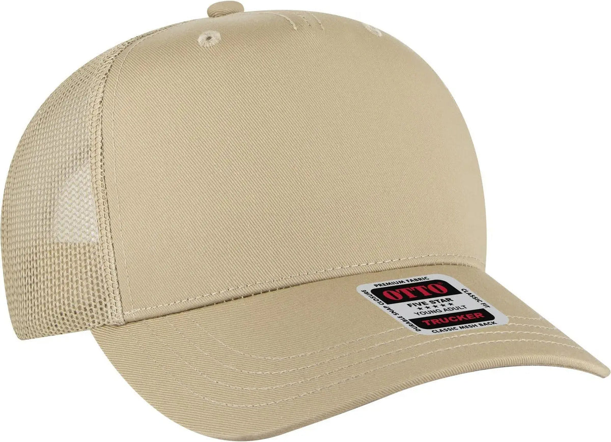 Otto 32-285 5 Panel Mid Profile Mesh Back Trucker Cap - Khaki