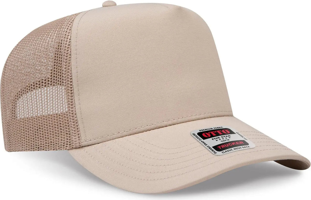 Otto 32-285 5 Panel Mid Profile Mesh Back Trucker Cap - Khk - 6 1/2’’ - 7 5/8’’